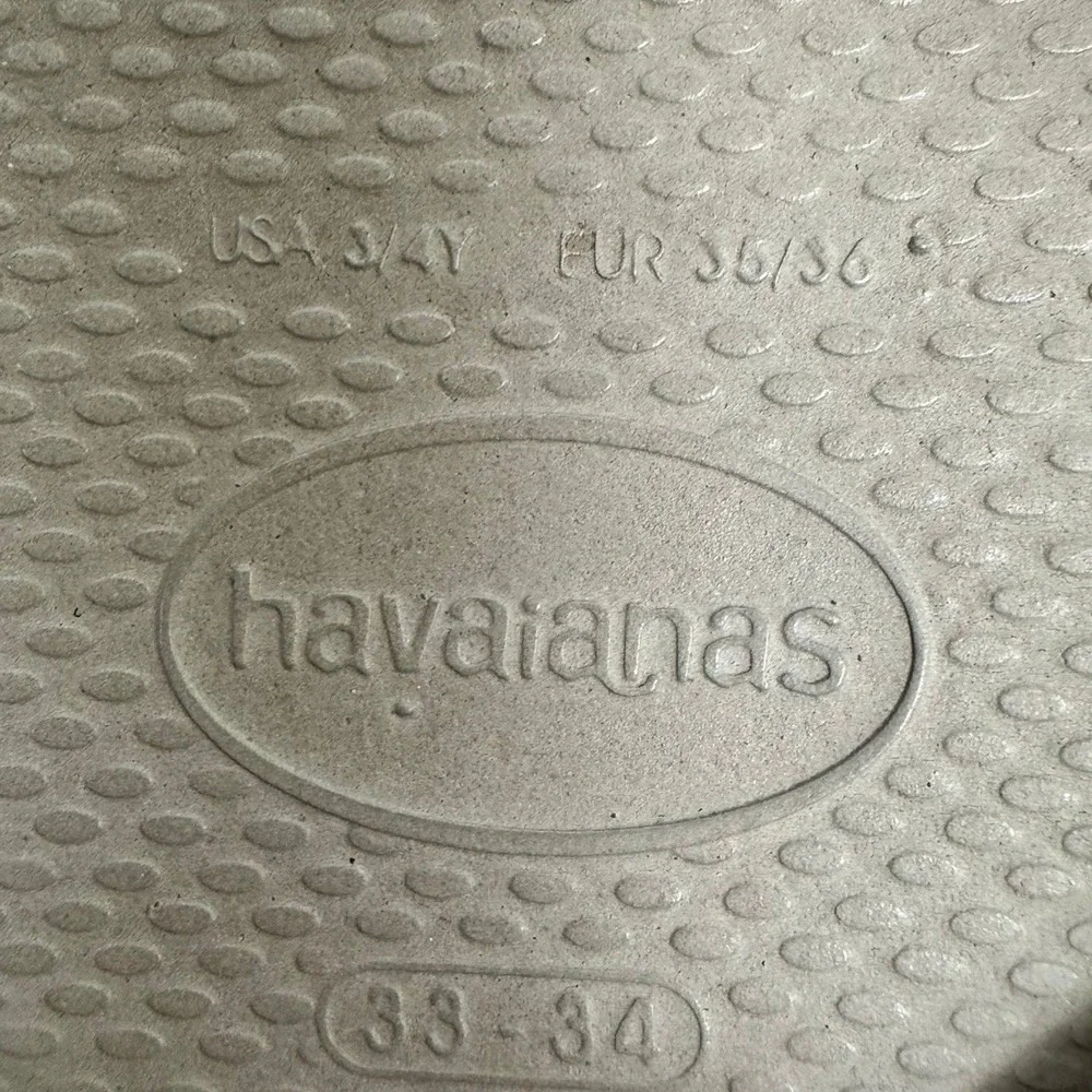 Havaianas Slim Glitter Sand Grey Metallic Flip Flop Sandals Kids Size 3/4Y